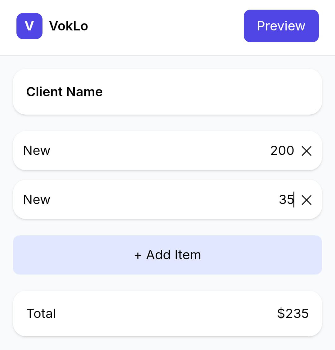 Adding items & pricing